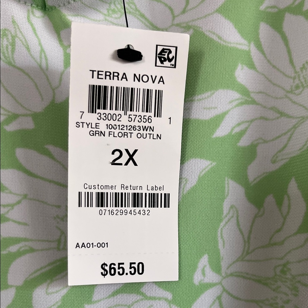 Alfani Green and White Floral Sleeveless Top - Picture 3 of 4